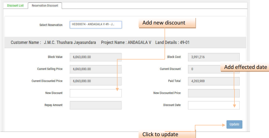 Reservation Discount