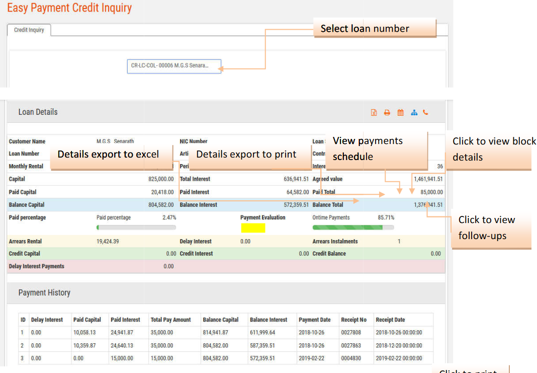 Easy Payment Credit Inquiry